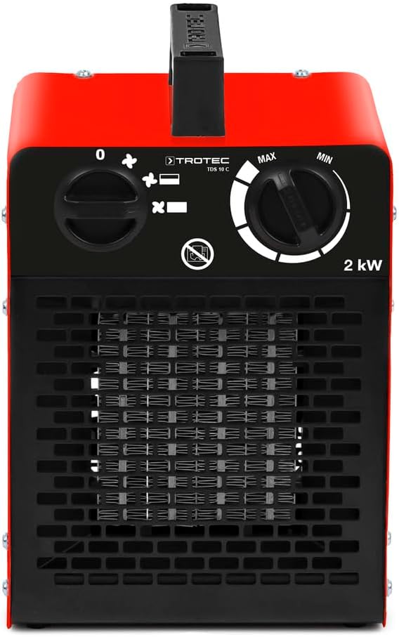 TROTEC Ceramic heater electric heater TDS 10 C Construction heater with thermostat including multistage temperature adjustment up to 2,000 Watt (2 kW)