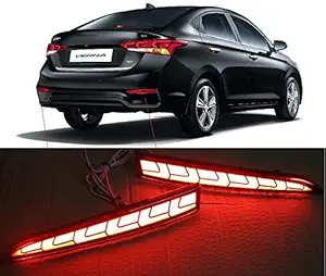 Woschmann Car Reflector Led Brake Light Bumper(Rear/Back) Drl Back Tail Light Design Compatible With Hyundai New Verna 2017-2018- Set of 2 Pcs with wiring