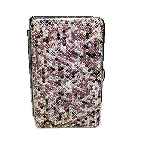 Boîte à cigarettes luxe en cristal étincelant étui métallique violet précieux pour femme