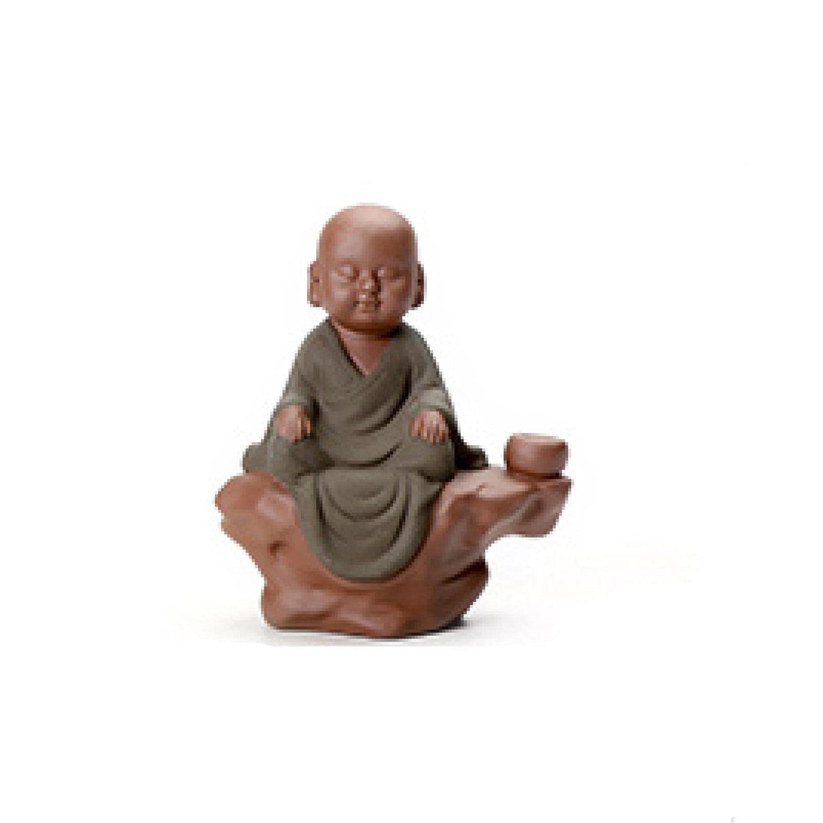 Petit moine en céramique zisha pour créer un coin zen au bureau