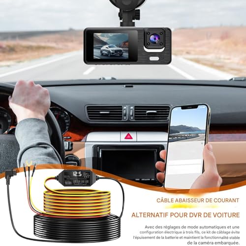 Câble triple pour dash cam Type C fil direct alimentation de dashboard - 2