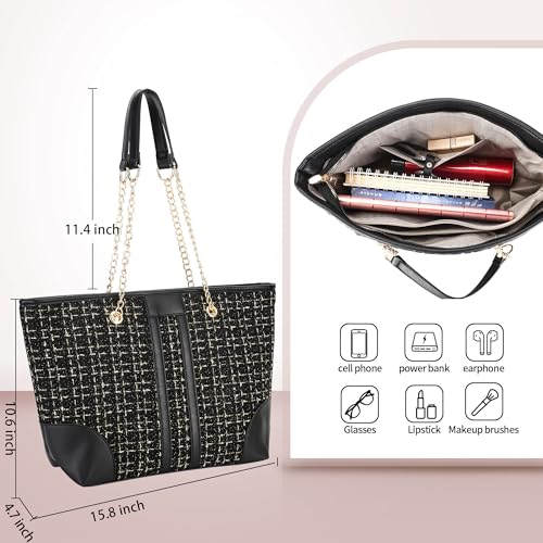 Women Tweed Single shoulder Bag Handbag and Purse Fashion Ladies Chain Quilted Crossbody Bag Evening Bag Clutch ﻿2