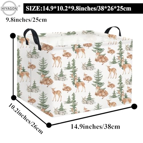 Image of Rectangular Baby Girl Basket Kids Baby Storage Basket Toy Storage Bin Organizer Box Room Decor(Forest Deer)