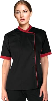 Short Sleeves Only Womens Ladies Chef Coat Jacket By Uniformates Black, X-Small