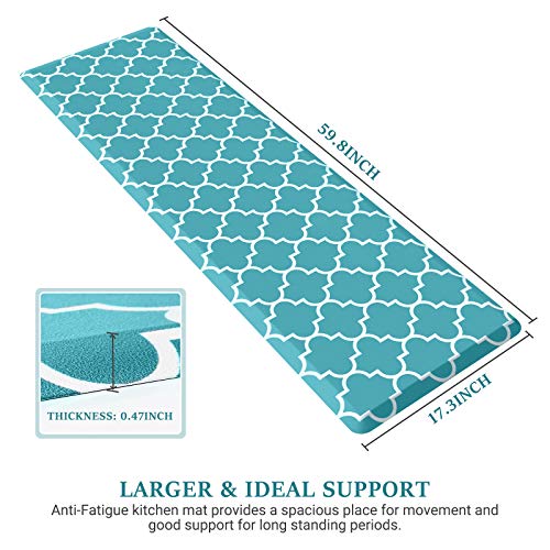 WISELIFE Kitchen Mat Cushioned Anti-Fatigue Kitchen Rug,17.3"x 60",Non Slip Waterproof Kitchen Mats and Rugs Heavy Duty PVC Ergonomic Comfort Mat for Kitchen, Floor Home, Office, Sink, Laundry, Green - Thumbnail 2