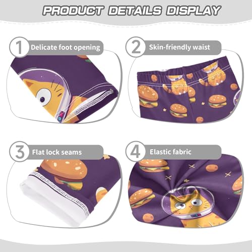 ALAZA Girls' Leggings Children's Yoga Pants Skinny Printed Dance Astronaut Cat Comfortable 4T2