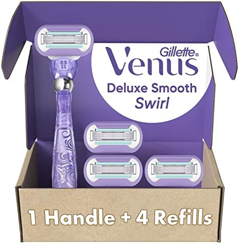 Gillette Venus Extra Smooth Swirl Razors for Women, 1 Venus Razor, 4 Razor Blade Refills, Flexiball Handle for a Close, Smooth Shave