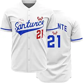 Camisa masculina nº 21 de beisebol de Porto Rico clássica costurada