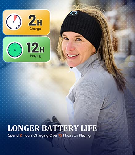 Image of Wireless Ear Warmers, Sleep Headphones Bluetooth Beanie Headband, Wireless Ear Muffs Winter Knit Headphone Headband Birthday Thanksgiving for Women Men Dad Mom