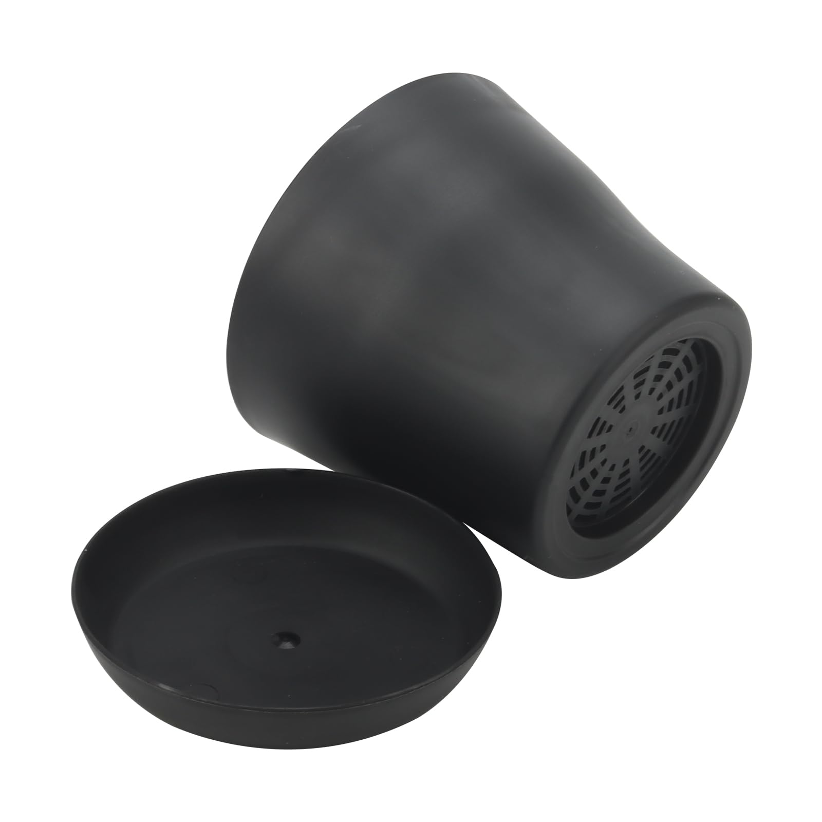 MUKCHAP Confezione da 12 vasi in plastica da 17 cm con piattini, fioriere in plastica nera con drenaggio, vasi da fiori rotondi per interni ed esterni