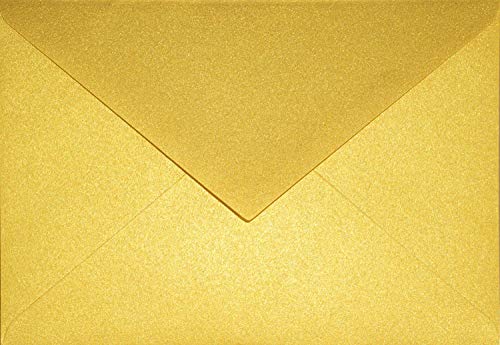 Netuno 25 sobres nacarados dorados DIN C6 114x162mm 120g Aster Metallic Cherish con solapa engomada puntiaguda sin ventana para invitaciones boda Navidad bautizo cartas tarjetas fiestas bricolaje