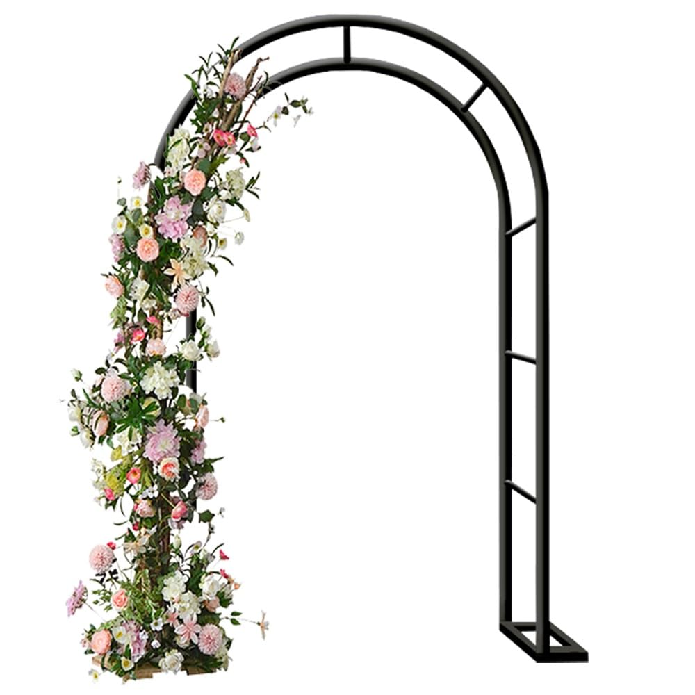 Arco da giardino in metallo nero resistente alla ruggine graticcio per piante rampicanti e rose decorazione per matrimoni decorazione da giardino all'aperto 140 x 230 cm