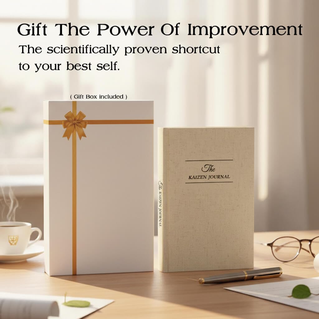 The Kaizen Journal for Self Improvement – Undated Daily Planner & Habit Tracker for Men & Women, Productivity, Focus & Mental Health – 24-Week Goal Planner with Gift-Ready Box, Two Colors (Black)