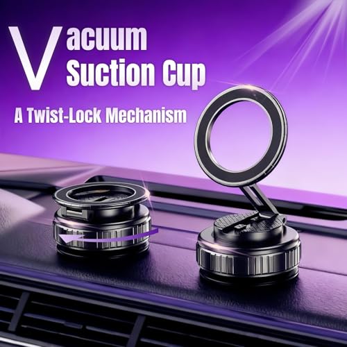 GEYUTHS Magnetic Vacuum Car Phone Holder with Strong Suction Cup 360 Adjustable Foldable - image 2