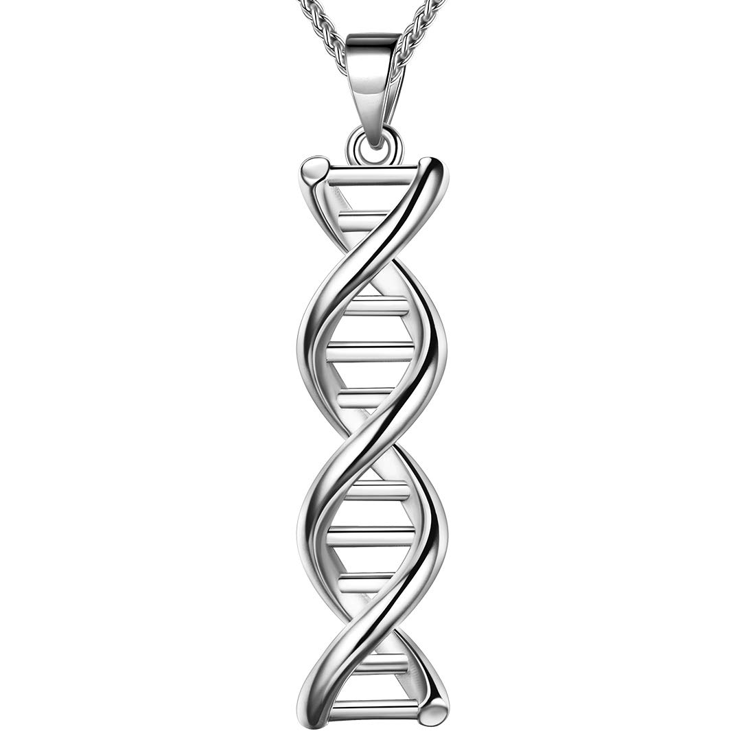 DNA Double Helix Chemistry Science Molecule Biology Necklace Silver/18K Gold/Black Gun Plated DNA Pendant Jewelry for Women KP0049