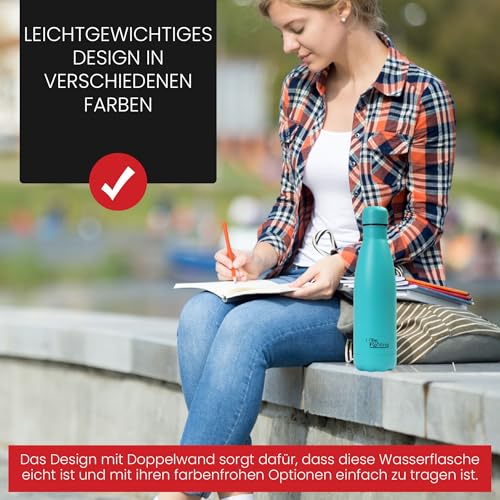 Otto Koning Edelstahl Trinkflasche Doppelwandige Vakuumisolierte Thermoskanne. Hält kalte Getränke 24 Stunden und heiße Getränke 12 Stunden. Auslaufsichere Thermosflasche BPA-frei