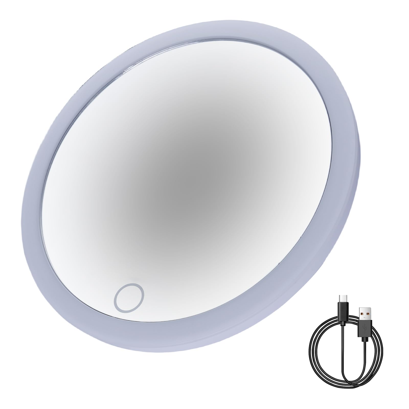 Espejo de Aumento 10X con Luz, Espejo Maquillaje con 3 Ventosa, 15cm Espejo Led para Pared, Espejo de Maquillaje de Viaje, Portátil Espejos de Aumento para Tocador Escritorio Baño Dormitori, Blanco