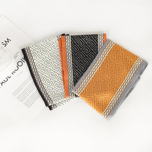 Relang Satin Scarf Mulberry Silk Printed Headband Wrap Hair 7" x 59"3