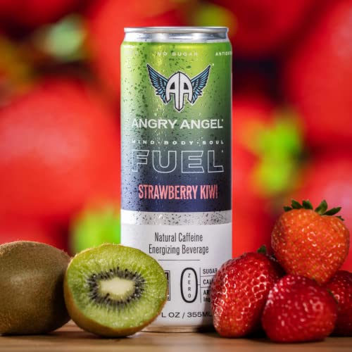 Angry Angel Popsicle Blast & Strawberry Kiwi Natural Energy Drink - (24 Count) Mixed Pack - Zero Sugar - Coq10 - Important B Vitamins - 12 Oz Cans #TOP2