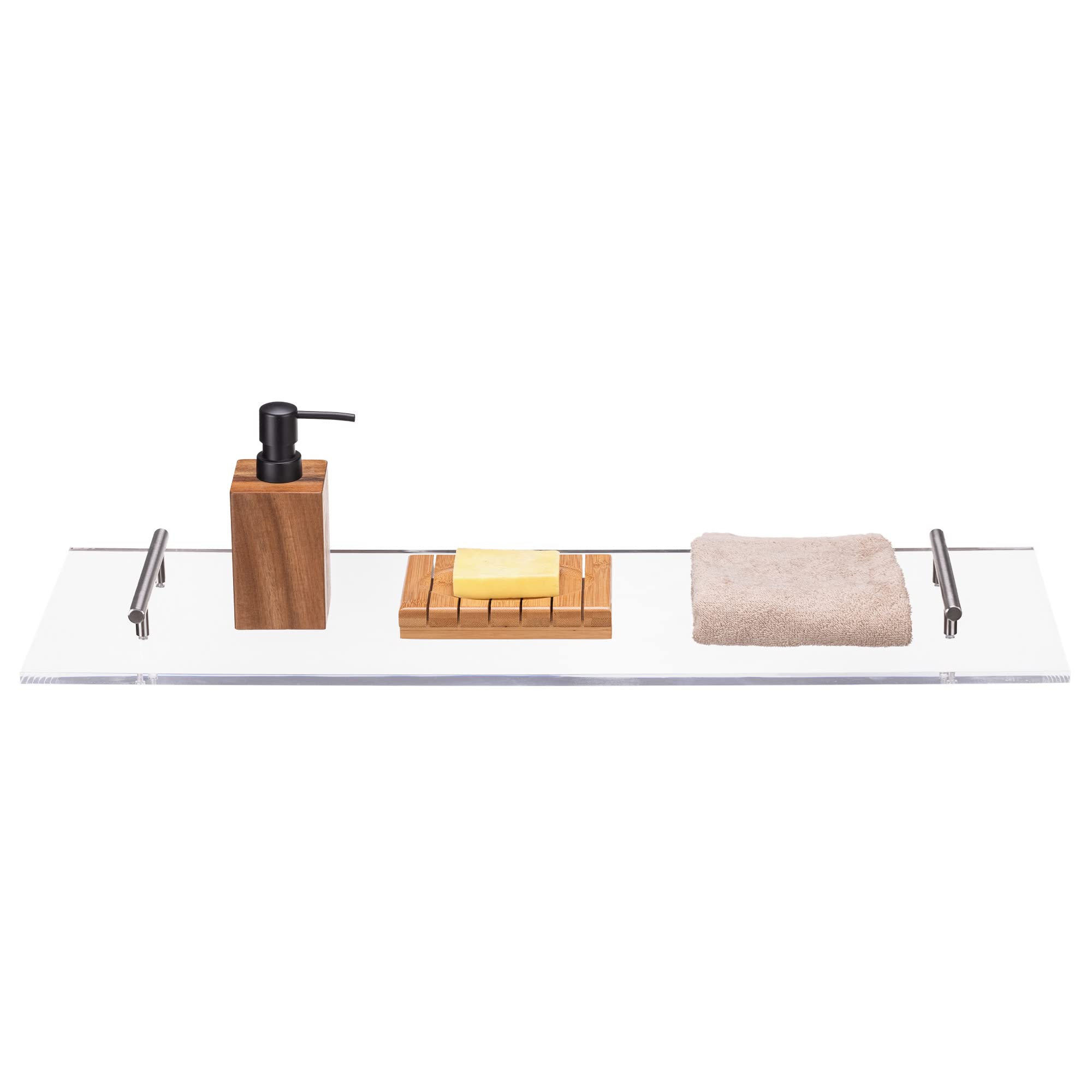 Navaris Vassoio Vasca da Bagno Plexiglass 73x23cm - Tavolino Vasca Bagno Acrilico - Mensola Porta Oggetti - Tavolo Appoggio Bathtub Tray Trasparente