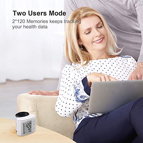 Wrist Blood Pressure Monitor, HYLOGY Blood Pressure Monitor Fully Automatic Blood Pressure and Pulse Measurement with 2 x 90 Memories, High Accuracy, LCD Display, Portable for Home use - Thumbnail 2