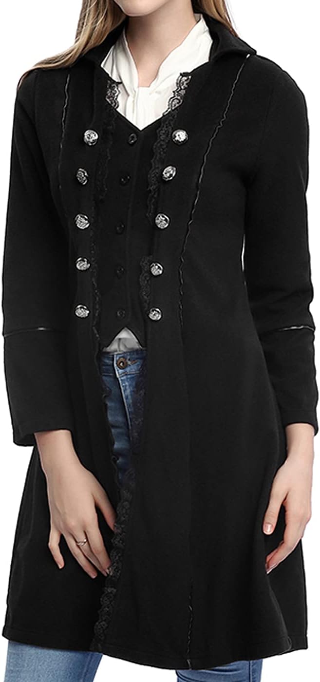BITSEACOCO Women Renaissance Steampunk Jacket, Medieval Halloween Costumes Gothic Victorian Pirate Tailcoat Frock Coat - Image 5