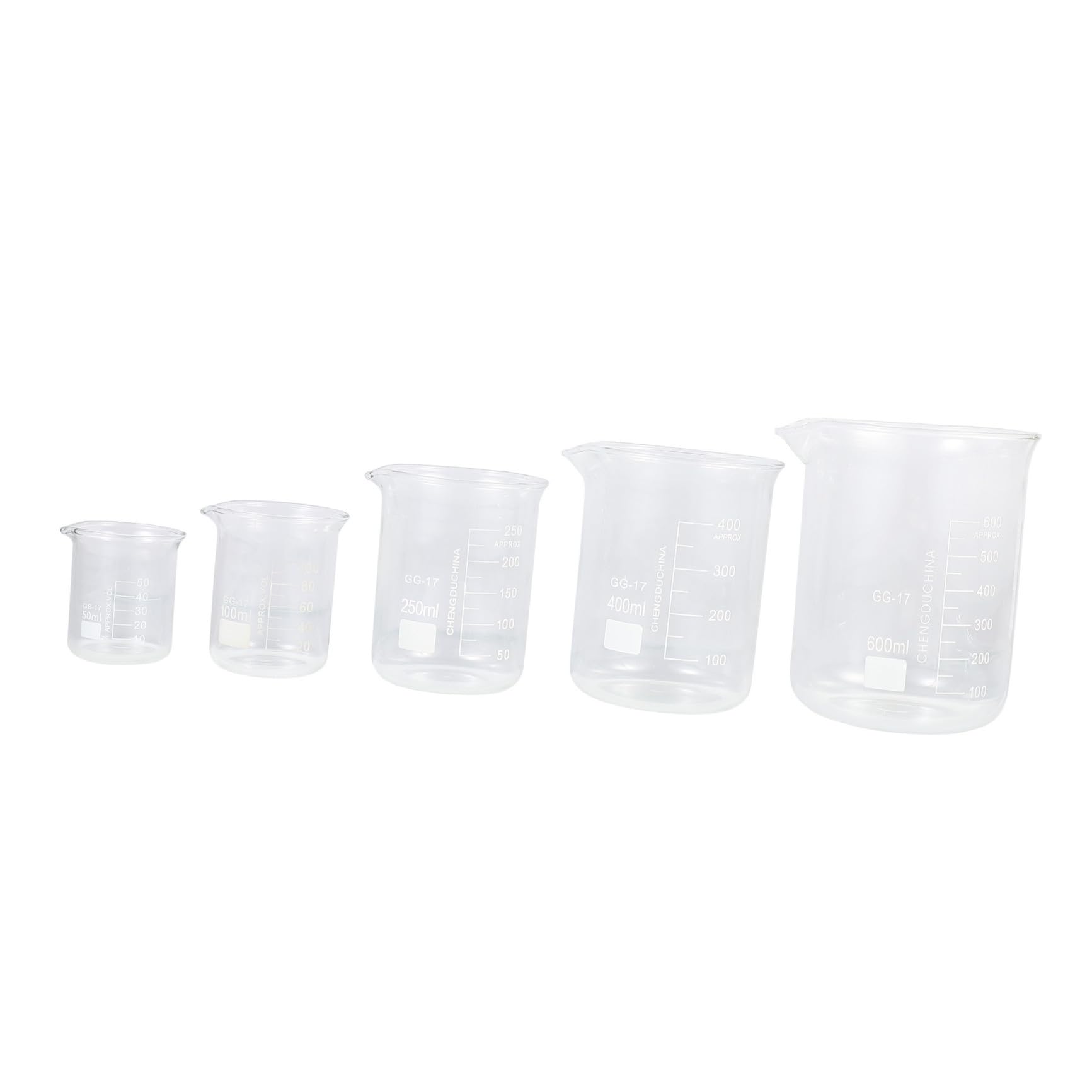 TOPBATHY Vasos Medidores De Alta Resistencia a Temperaturas 5 Piezas Vidrio Transparente Escalas Claras Experimentos Escolares