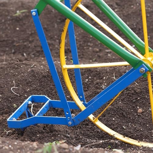 Mischief Green Manual Wheel Hoe (Cycle Kolpe) Push Type Weeder Tiller with 3 Attachments, Can be Used for Loosening The Soil, Digging The Trench & Weeding, Wheel Hoe for Agriculture