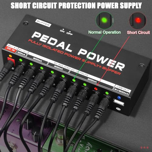 Guitar Effect Pedal Power Supply, Fully Isolated Power Supply 10 DC Outputs For