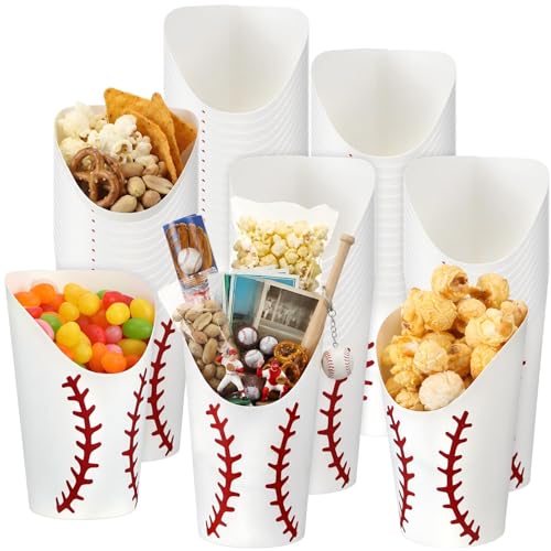 100 vasos desechables papel 12 oz béisbol miniatura 1