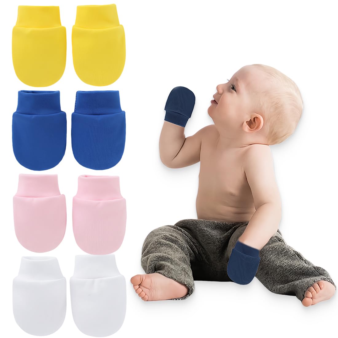 ScratchSleeves Guanti Antigraffio Per Neonati E Bambini – Maniche In Cotone Con Protezione In Seta (strisce Colorate) - 5