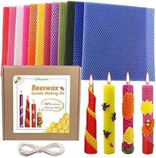 Beeswax Candle Making Kit for Adults- Beeswax Sheets for Candle Making, 12 Colors Natural Beeswax DIY Candle Making Kit, Beeswax Honeycomb Sheet Gift, Full Candle Making Kit for Kids, 20 x 20 CM