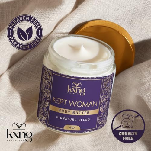 Image of KXNG Cosmetics Luxury Shea Body Butter - 4oz | Deep Moisturizing Body Cream for Women | Butter with Shea, Cocoa, Mango & Coconut Oil | Ideal For Hands, Feet & All Skin Types - Kept Woman