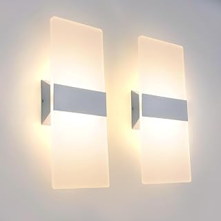 KICAAO 2 Stück Wandleuchte 12W Acryl LED Wandleuchte Warmweiß 3000K
