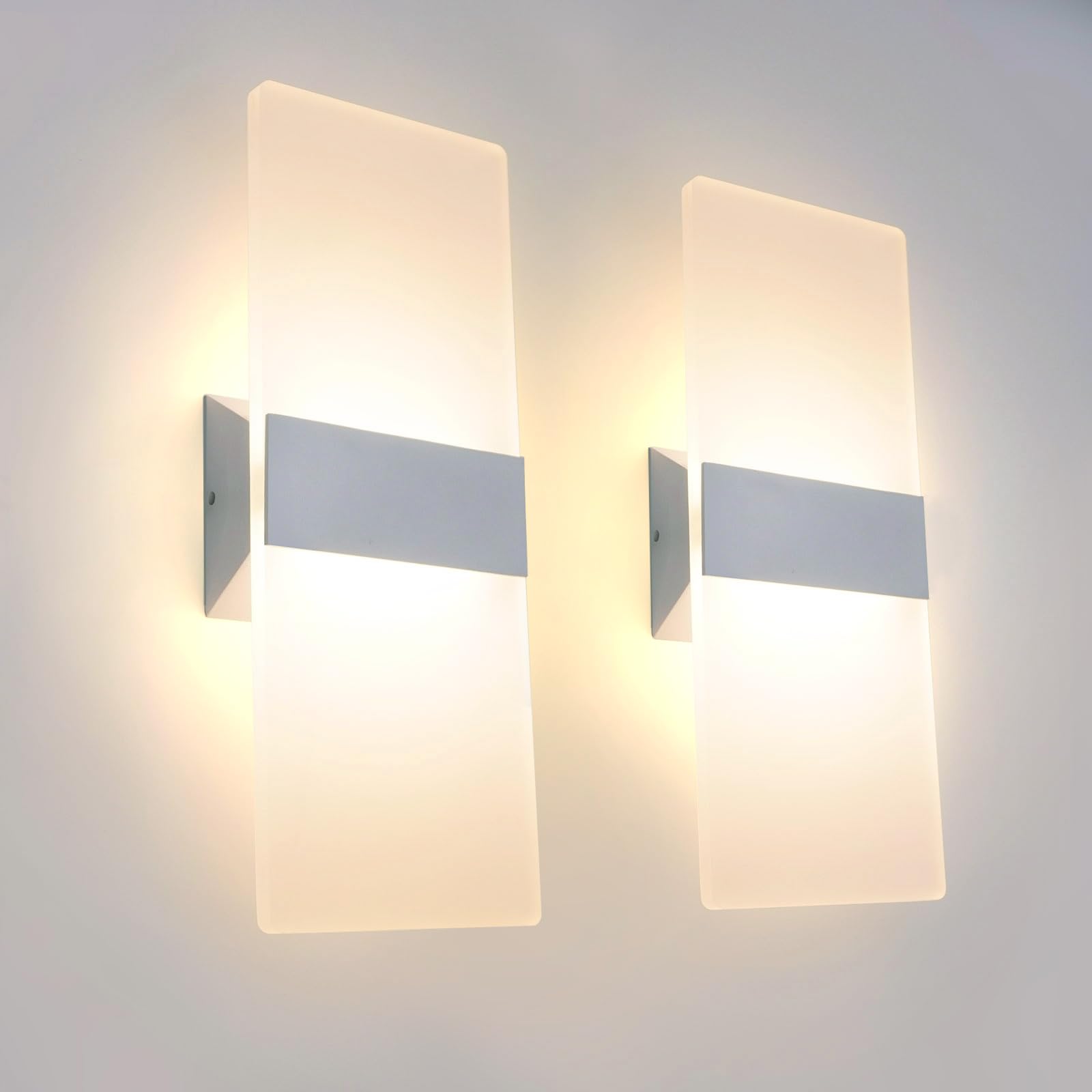 KICAAO 2 Stück Wandleuchte 12W 3000K Acryl LED Wandleuchte Moderne Warmweiß für Flur Wohnzimmer Schlafzimmer Und andere Indoor-Szenen Nicht dimmbar