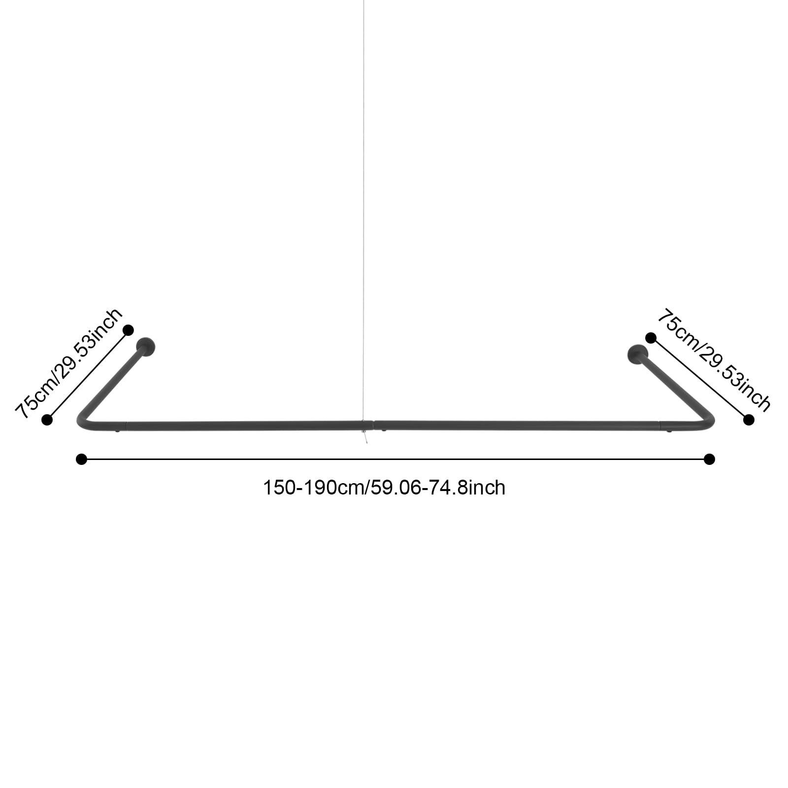 Soporte para barra de cortina de ducha en forma de U, de acero inoxidable, 150-190 cm, longitud ajustable, montaje en pared, barra de ducha telescópica, barra de ducha extensible para baño, armario