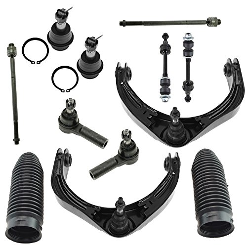 TRQ Front Steering & Suspension Kit Ball Joint Control Arm with Ball Joint Steering Rack & Pinion Bellow Sway Bar Stabilizer Link Tie Rod Compatible with 2006-2008 Dodge Ram 1500