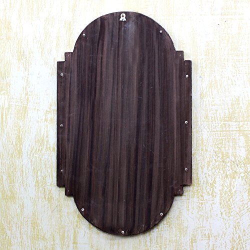 Novica Repousse Decorative Wood And Nickel Metallic Wall Mounted Mirror, Palace Window' (Large) #TOP2