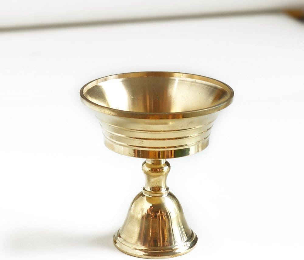 Ghee Lamp Holder 2.7" Candle Holder Tibetan Brass Butter Copper Oil Lamp
