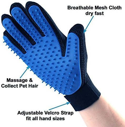 Halcyon Pets Pet Hair Remover Glove - Gentle Pet Grooming Glove Brush - Deshedding Glove - Massage Mitt with Enhanced Five Finger Design - Perfect for Dogs & Cats with Long & Short Fur - Right Hand