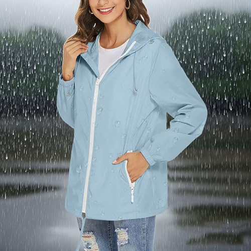 Hooded Waterproof Raincoat for Women Winter Fall Long Sleeve Lightweight Jacket Hood Outfits Rain Coats Women 20254