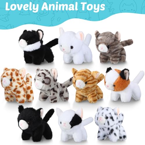 Jenaai 33 Pcs Adopt a Pet Cat Party Favors Mini Kitten Stuffed Animals Set Includes 10 Small Stuffed Cat 2 Plastic Fence 1 Sign 10 Cards 10 Kraft Bag for Adopt a Pet Party Gifts(Standing Style) by Jenaai - Used condition - Image 3