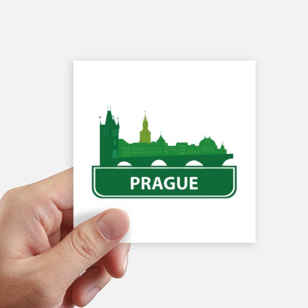 Autocollant Prague République tchèque carré 10cm pour déco murale et ordinateur