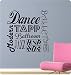 24" Dance Sayings Collage Girl Tapp Ballet Jazz Modern Ballroom Sports Wall Decal Sticker Art Mural Home Décor Quote