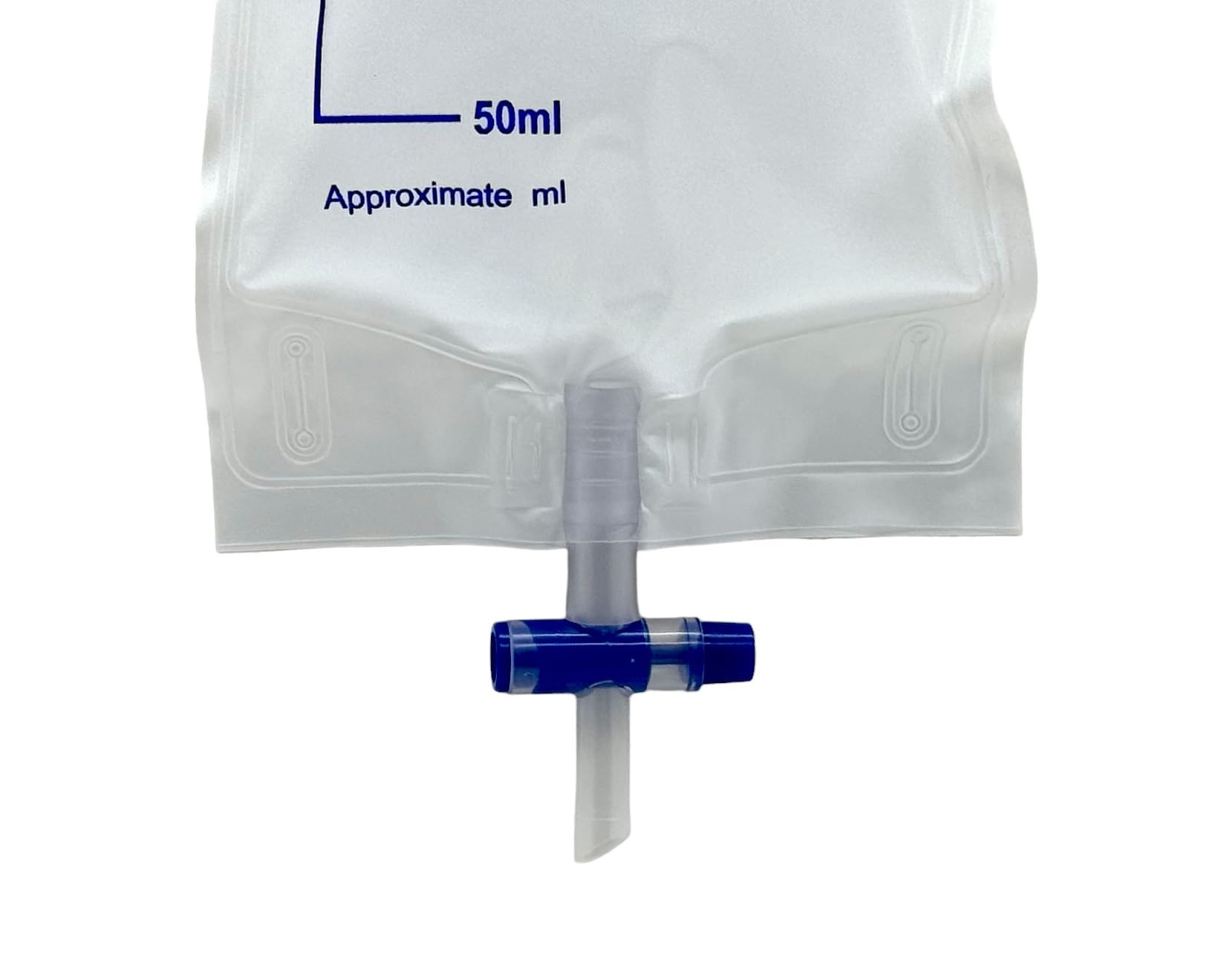 Bolsa para la recogida de orina de pierna – Desechable – Capacidad 750 ml – Tubo 35 cm – Válvula antireflujo – Desagüe en T – CE (paquete de 10 unidades)