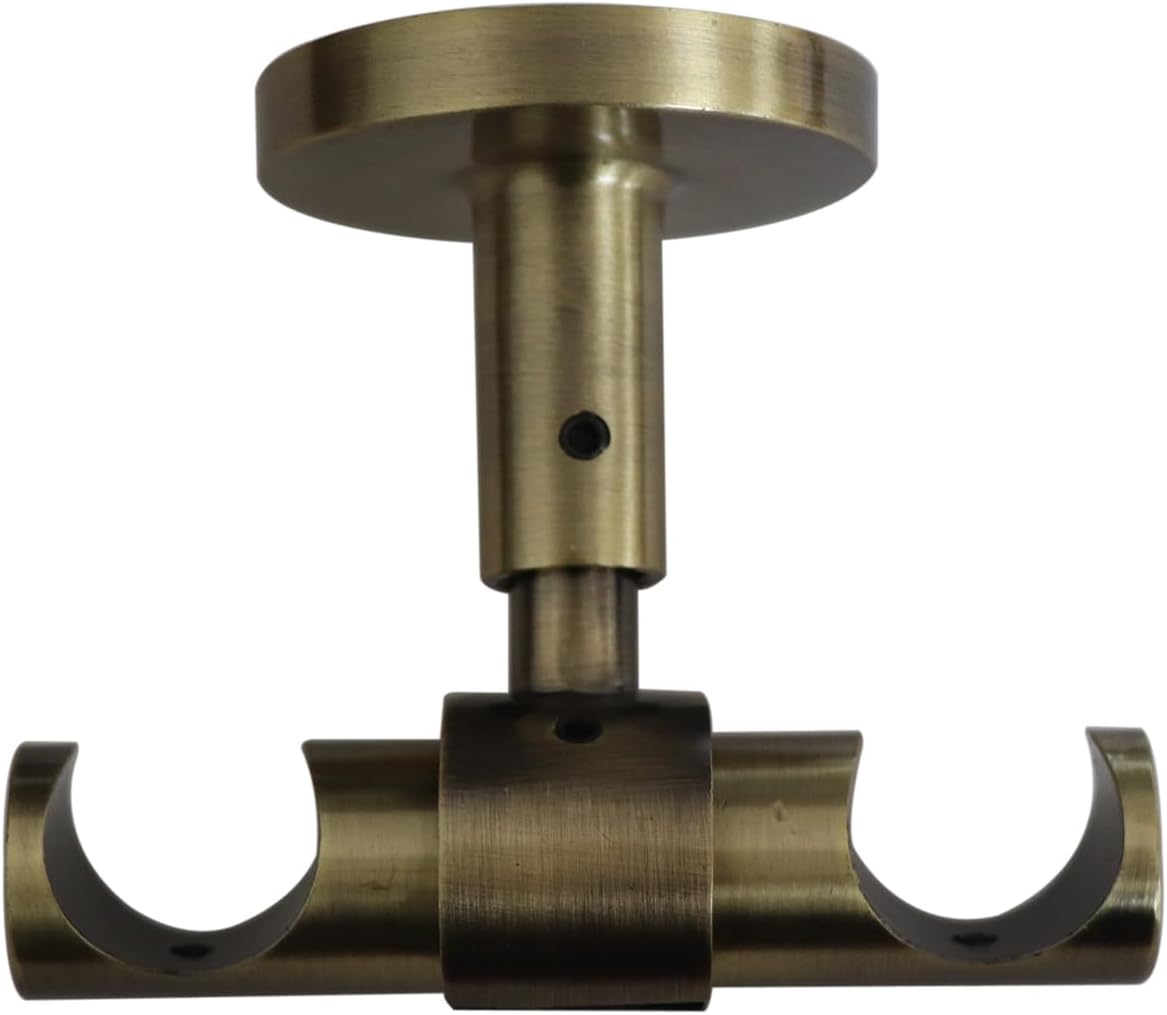 2 Pack Diameter 19mm Double Curtain Rod Bracket - Modern Ceiling Mount Double (antique bronze)