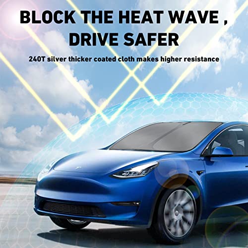 Tesla Model Y Sunshade 2019-2023, Windshield Sunshade And Roof Foldable Sun Shade Covers Set Of 3, Tesla Model Y Accessories #TOP6
