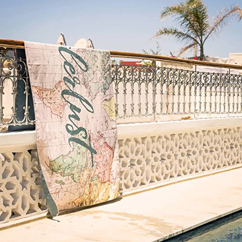 Legami - Strandtuch, Motiv: Travel, schnell trocknend, sehr saugfähiges Handtuch aus Mikrofaser, kompakt, leicht zu tragen, Maße: 85 x 180 cm, für Strand, Pool, Meer, Garten.