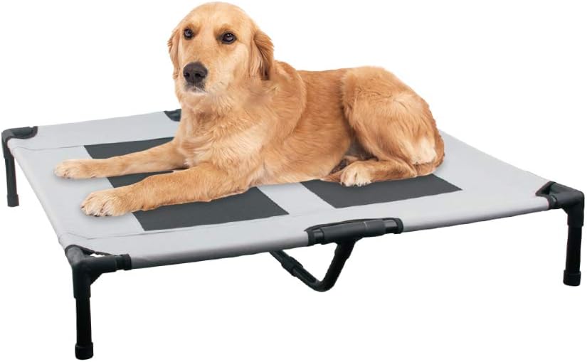PAWISE Elevated Dog Bed,Raised Dog Bed,Cooling Dog Bed with Breathable Mesh Center for Indoor and Outdoor,36 X 30 X 7 Inches (Large)