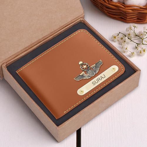 Image of The Wallet Store Personalised Leather Wallet for Men | Customised with Name and Charms | Best Gift for Husband, Boyfriend, Brother | for Anniversary, Birthday, Etc (Tan)